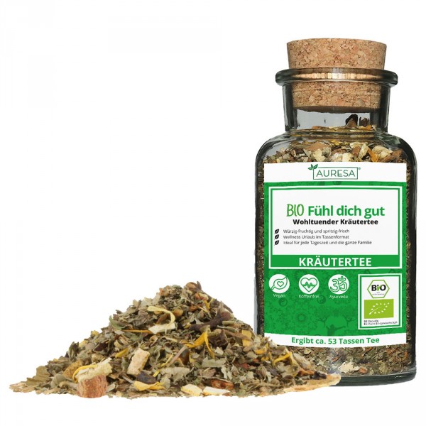 Tisane Fühl Dich Gut bio en vrac dans un verre