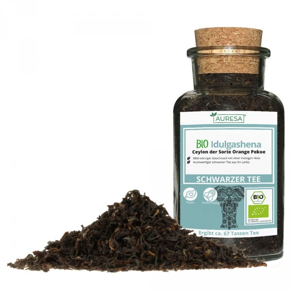 Thé noir en vrac - Ceylon Bio Idulgashena dans un verre