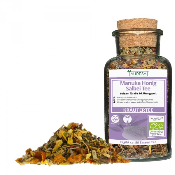 Tisane en vrac Manuka Honig Salbei Tee avec verre