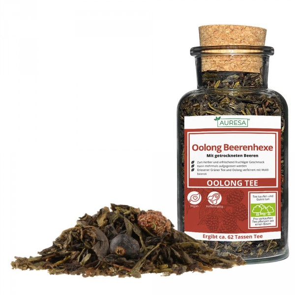 Oolong Beerenhexe aromatisé en vrac dans un verre